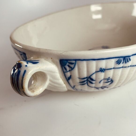 F Winkle FW & Co Danish Oval Vegetable Salad Serving Bowl Dish Flow Blue 9.5"x7" - Picture 11 of 14